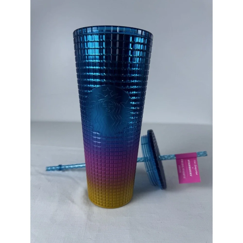Tim Singleton X Starbucks 2023 Collab Rainbow Ombré Finish 24 Oz Coffee Tumbler